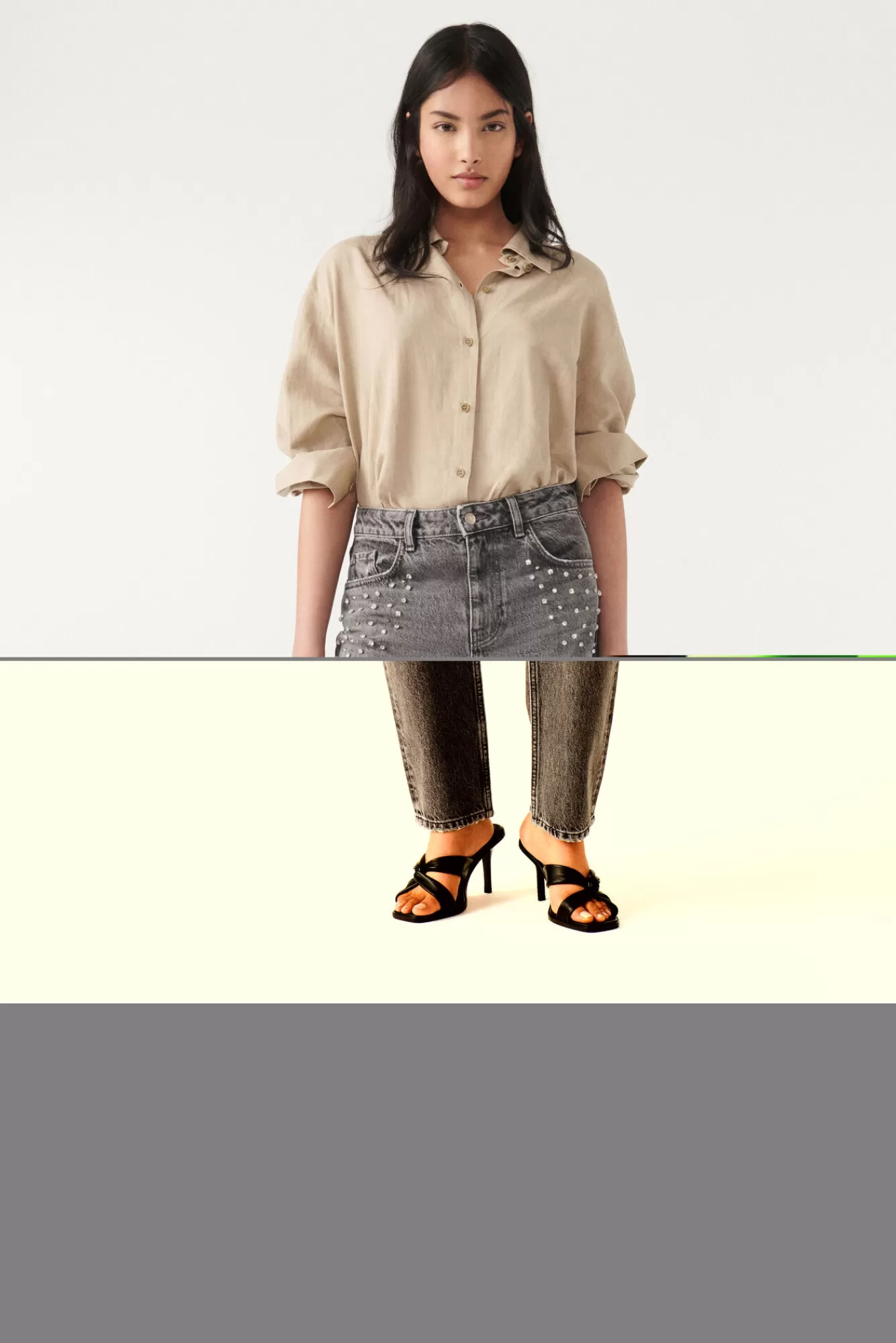 ba&sh Denim*Ideal. Gris