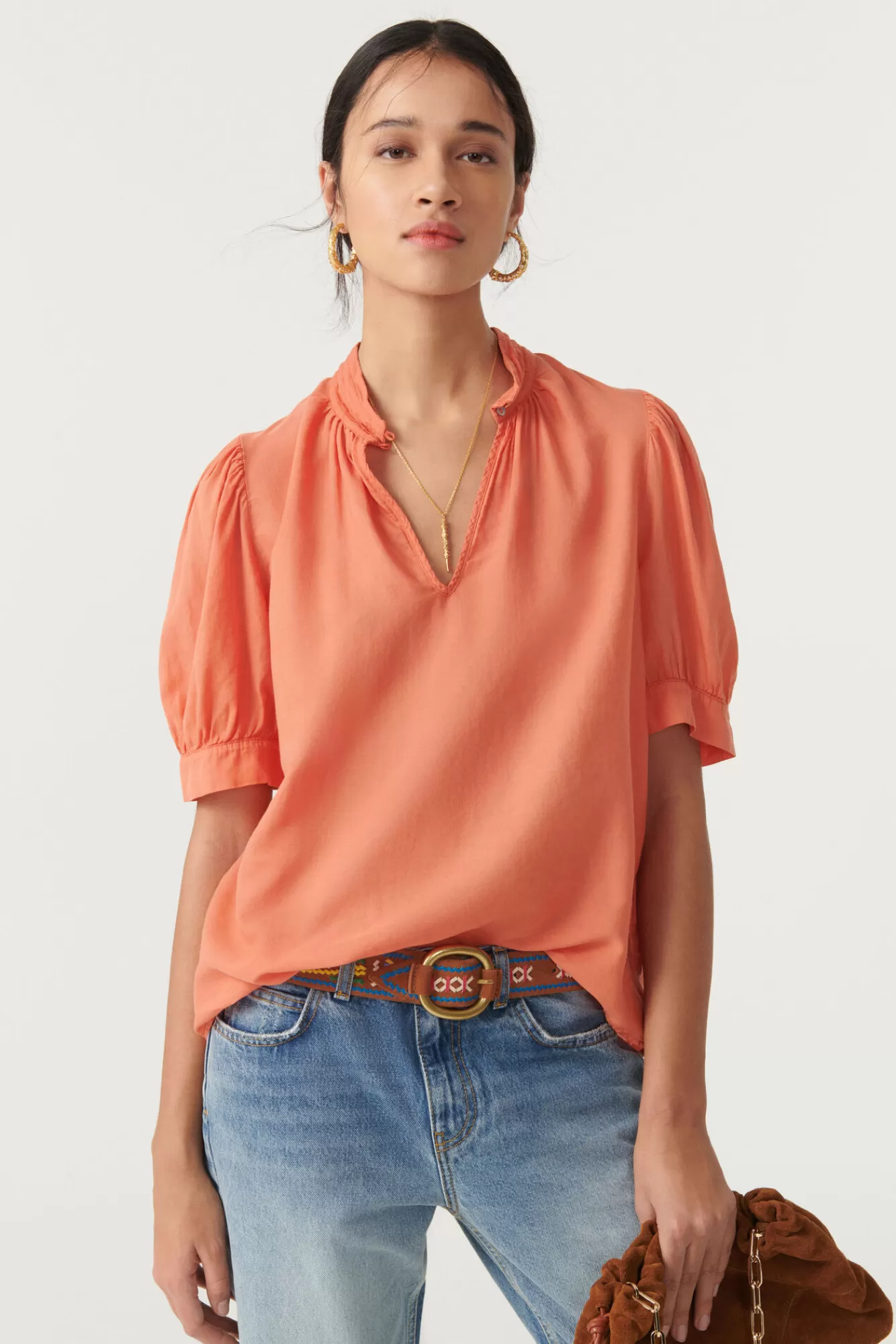 ba&sh Tops & Chemises*Tyler. Jaune-Orange