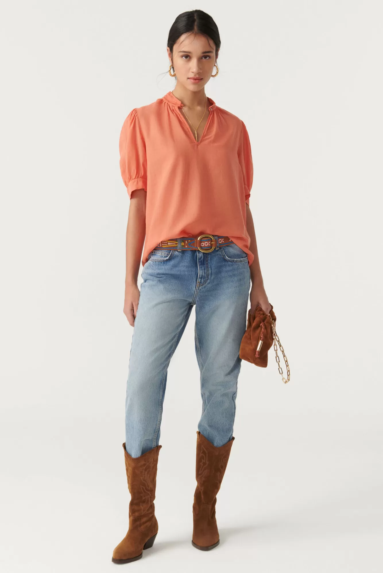 ba&sh Tops & Chemises*Tyler. Jaune-Orange